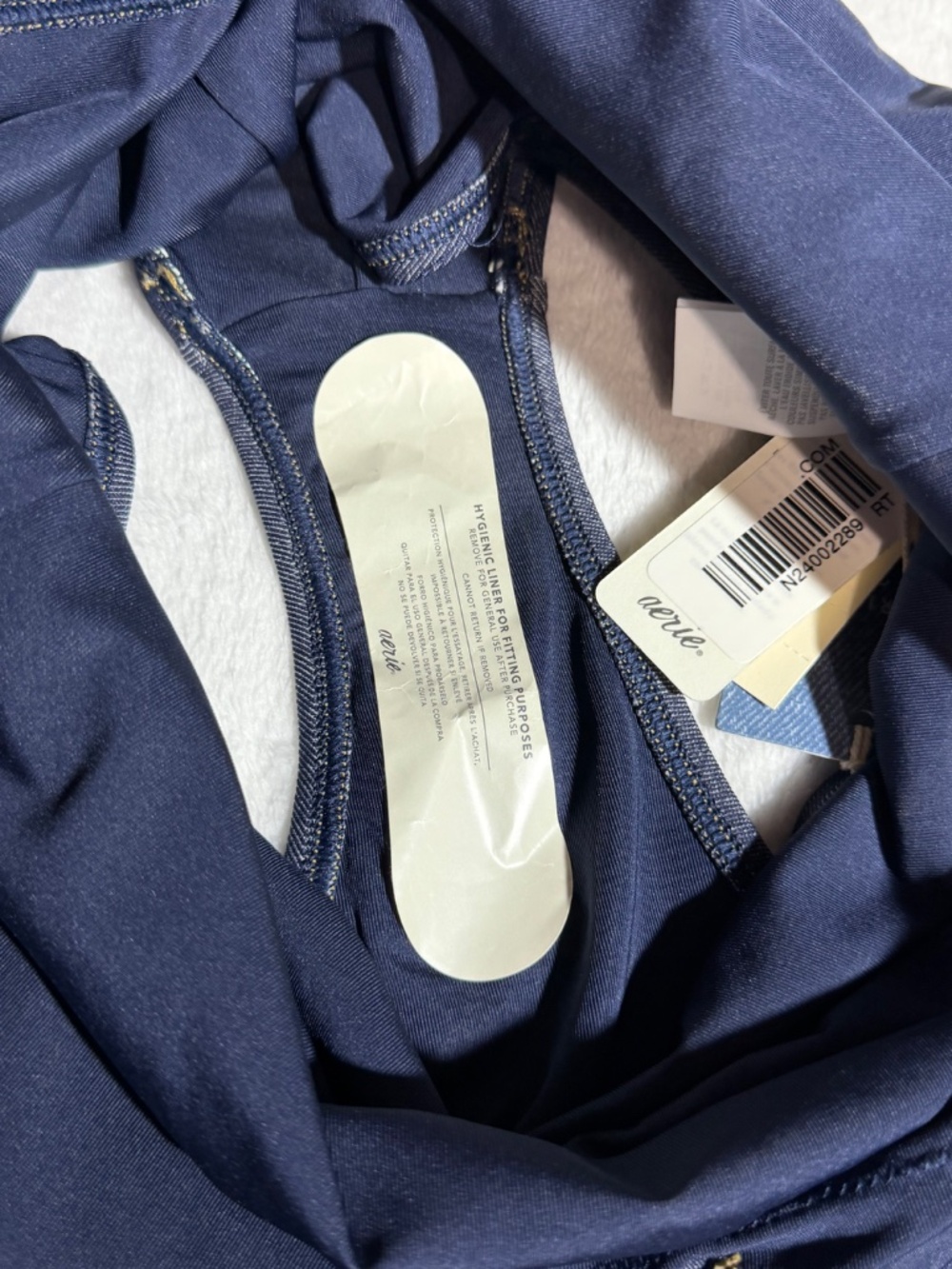 NWT Aerie x AE Match Made in Denim One-Piece Swimsuit V-Neck Size Small (Q10) - Picture 6 of 6